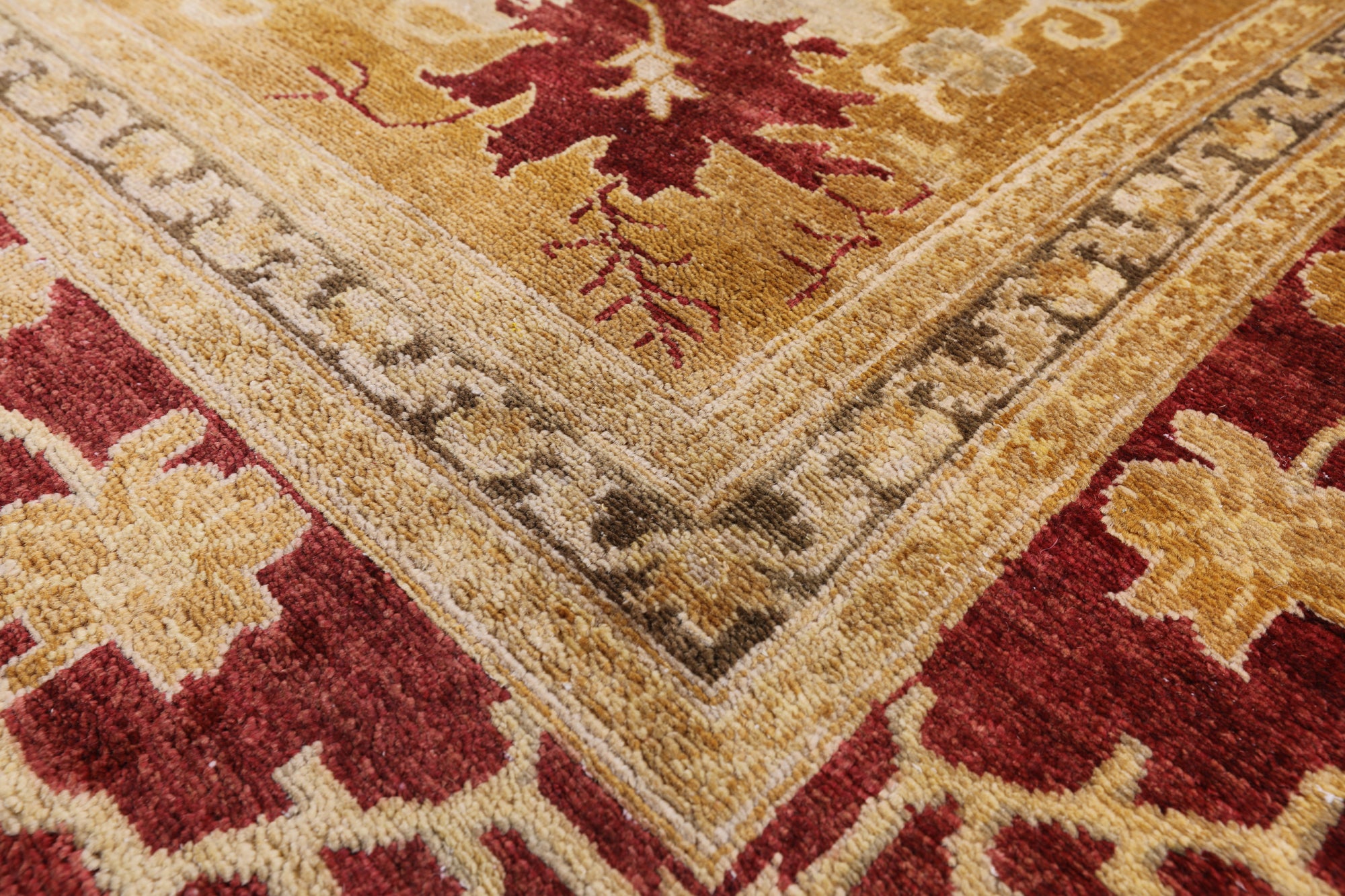 Ivory Peshawar Handmade Wool Area Rug - 8' 1" X 9' 10" - Golden Nile