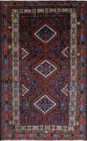 Traditional Persian Balouch Wool Area Rug 4 X 6 - Golden Nile