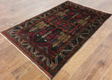 4 X 6 Handmade Persian Baluch Oriental Area Rug - Golden Nile