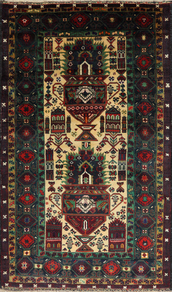 4 X 6 Handmade Wool On Wool Persian Area Rug - Golden Nile