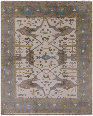 Ivory Turkish Oushak Hand Knotted Wool Rug - 8' 0