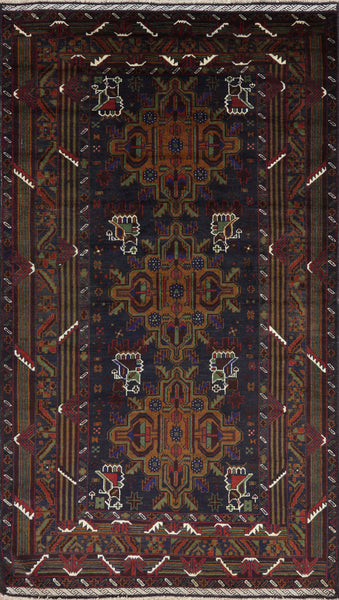 4 X 7 Oriental Persian Balouch Wool Area Rug - Golden Nile