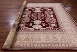Red Peshawar Hand Knotted Wool Rug - 8' 4" X 10' 5" - Golden Nile