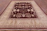 Red Peshawar Hand Knotted Wool Rug - 8' 4" X 10' 5" - Golden Nile