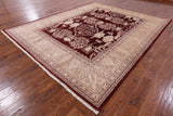 Red Peshawar Hand Knotted Wool Rug - 8' 4" X 10' 5" - Golden Nile