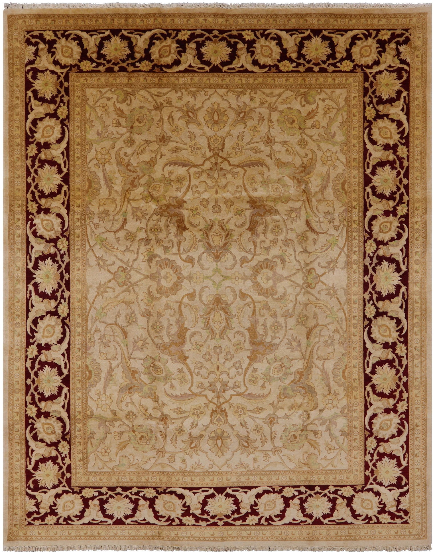 Ivory Chobi Peshawar Handmade Wool Area Rug - 8' 0" X 10' 2" - Golden Nile