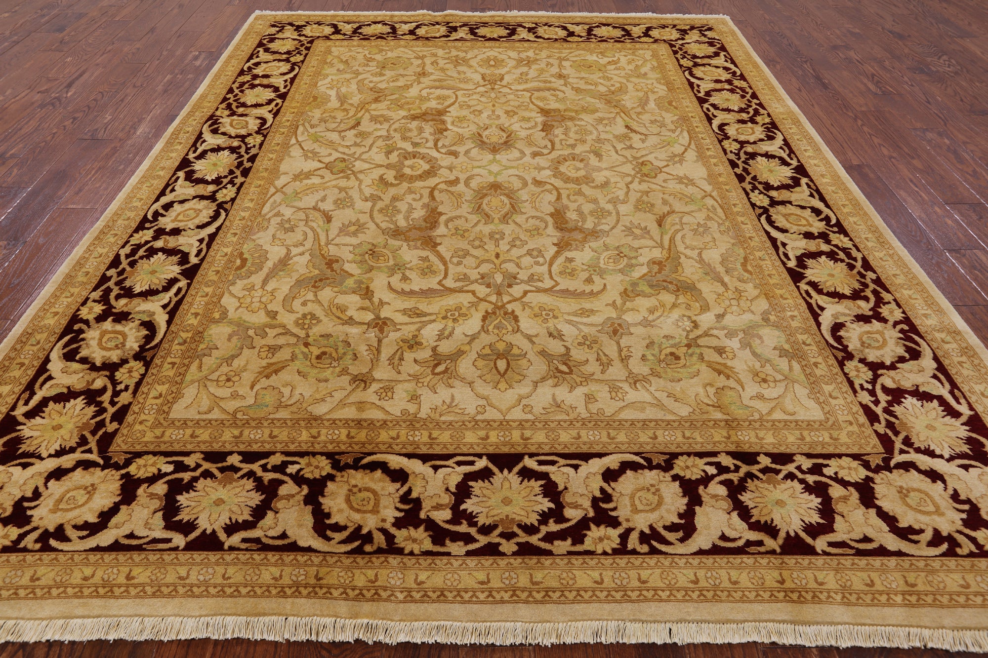 Ivory Chobi Peshawar Handmade Wool Area Rug - 8' 0" X 10' 2" - Golden Nile