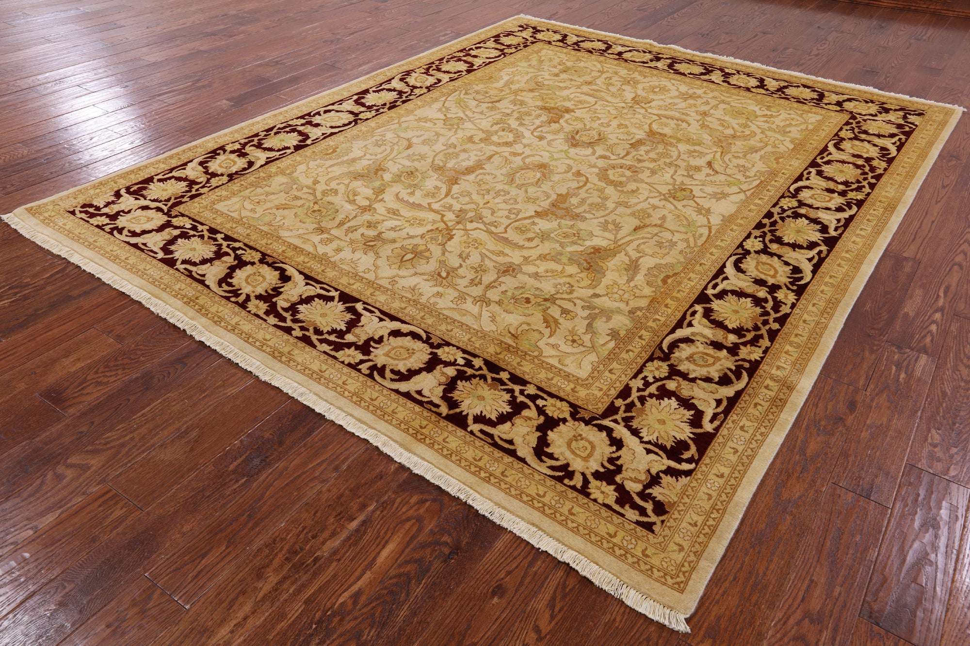 Ivory Chobi Peshawar Handmade Wool Area Rug - 8' 0" X 10' 2" - Golden Nile