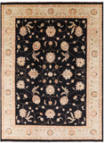 Black Peshawar Handmade Wool Rug - 9' 1" X 12' 6" - Golden Nile