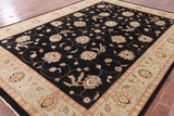 Black Peshawar Handmade Wool Rug - 9' 1" X 12' 6" - Golden Nile