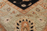 Black Peshawar Handmade Wool Rug - 9' 1" X 12' 6" - Golden Nile