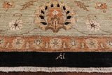 Black Peshawar Handmade Wool Rug - 9' 1" X 12' 6" - Golden Nile