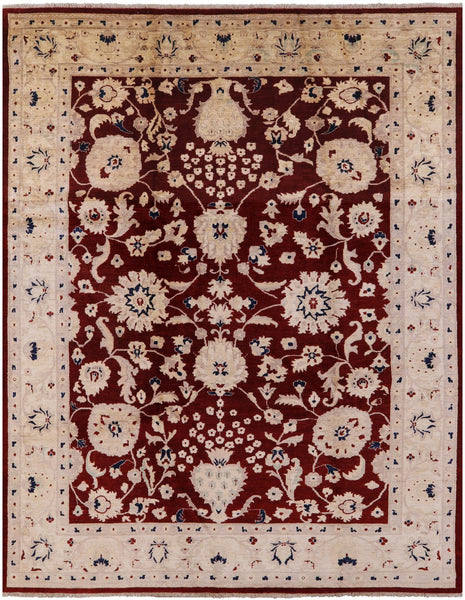Red Peshawar Handmade Wool Rug - 9' 2" X 11' 6" - Golden Nile