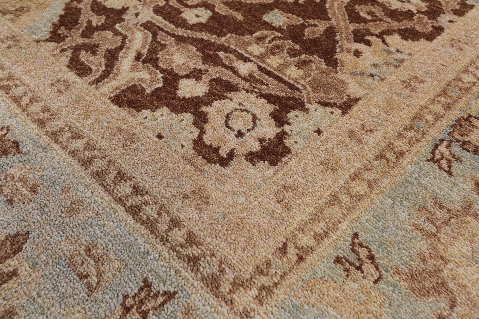 Brown Peshawar Handmade Wool Area Rug - 8' 1" X 10' 1" - Golden Nile