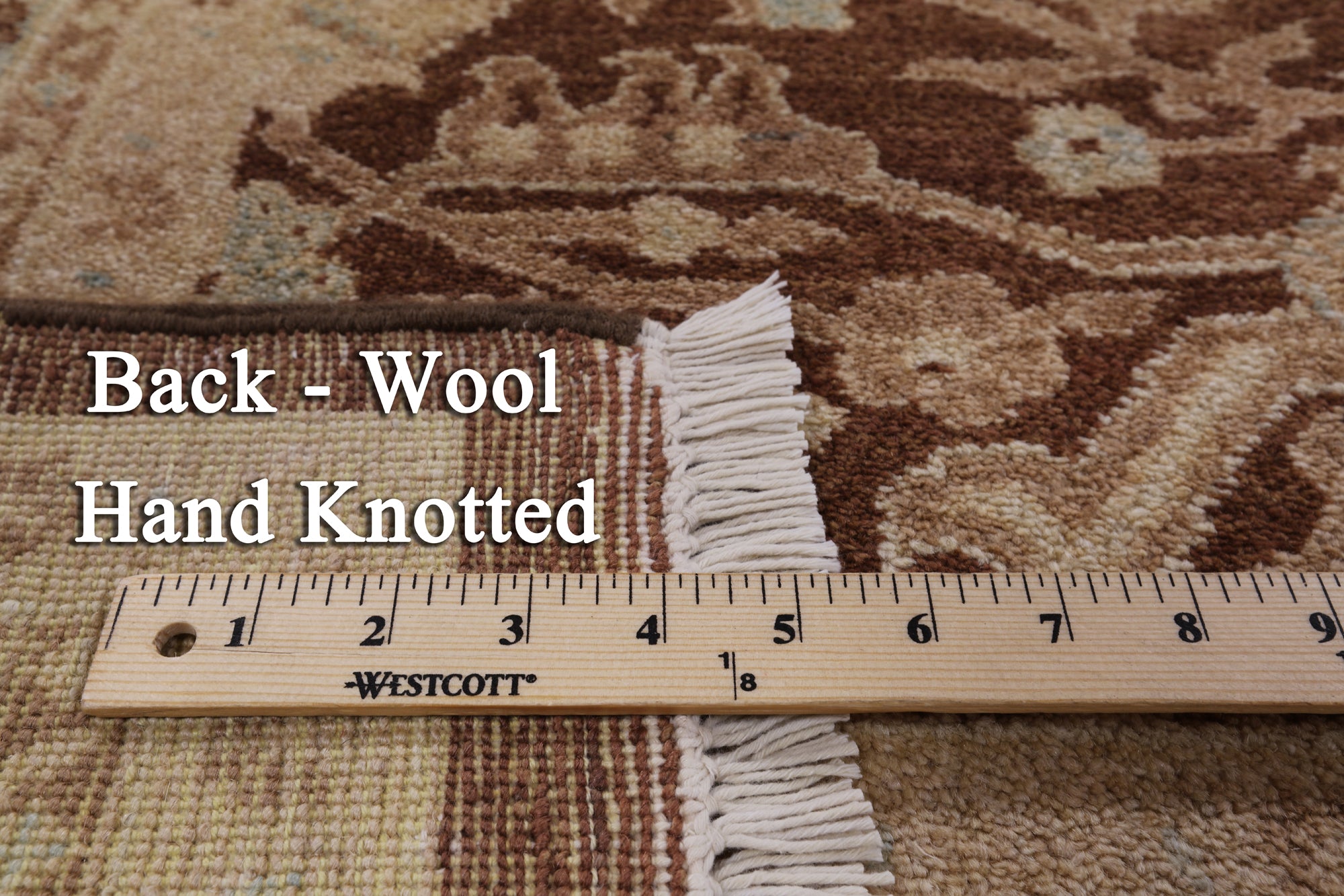 Brown Peshawar Handmade Wool Area Rug - 8' 1" X 10' 1" - Golden Nile