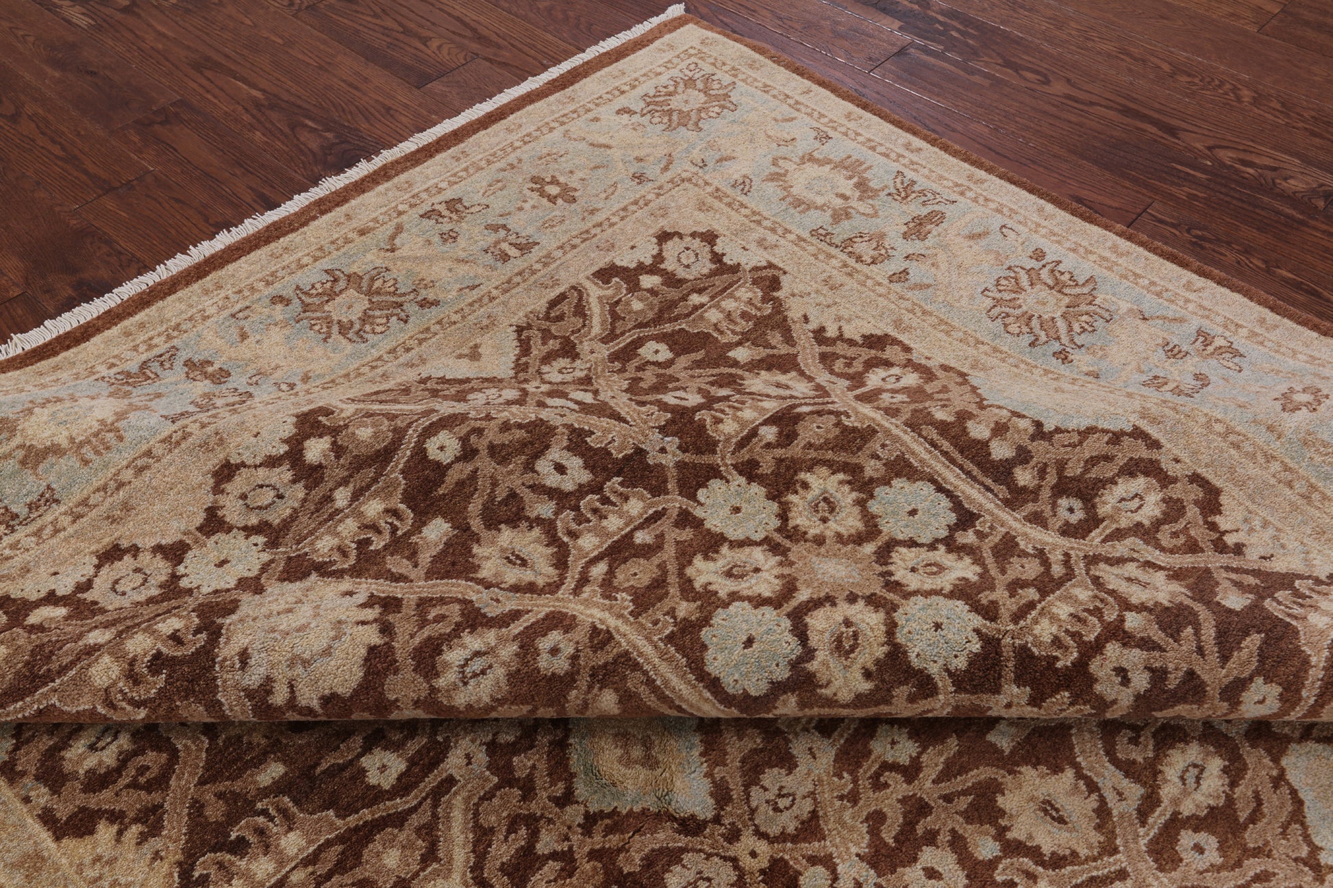 Brown Peshawar Handmade Wool Area Rug - 8' 1" X 10' 1" - Golden Nile