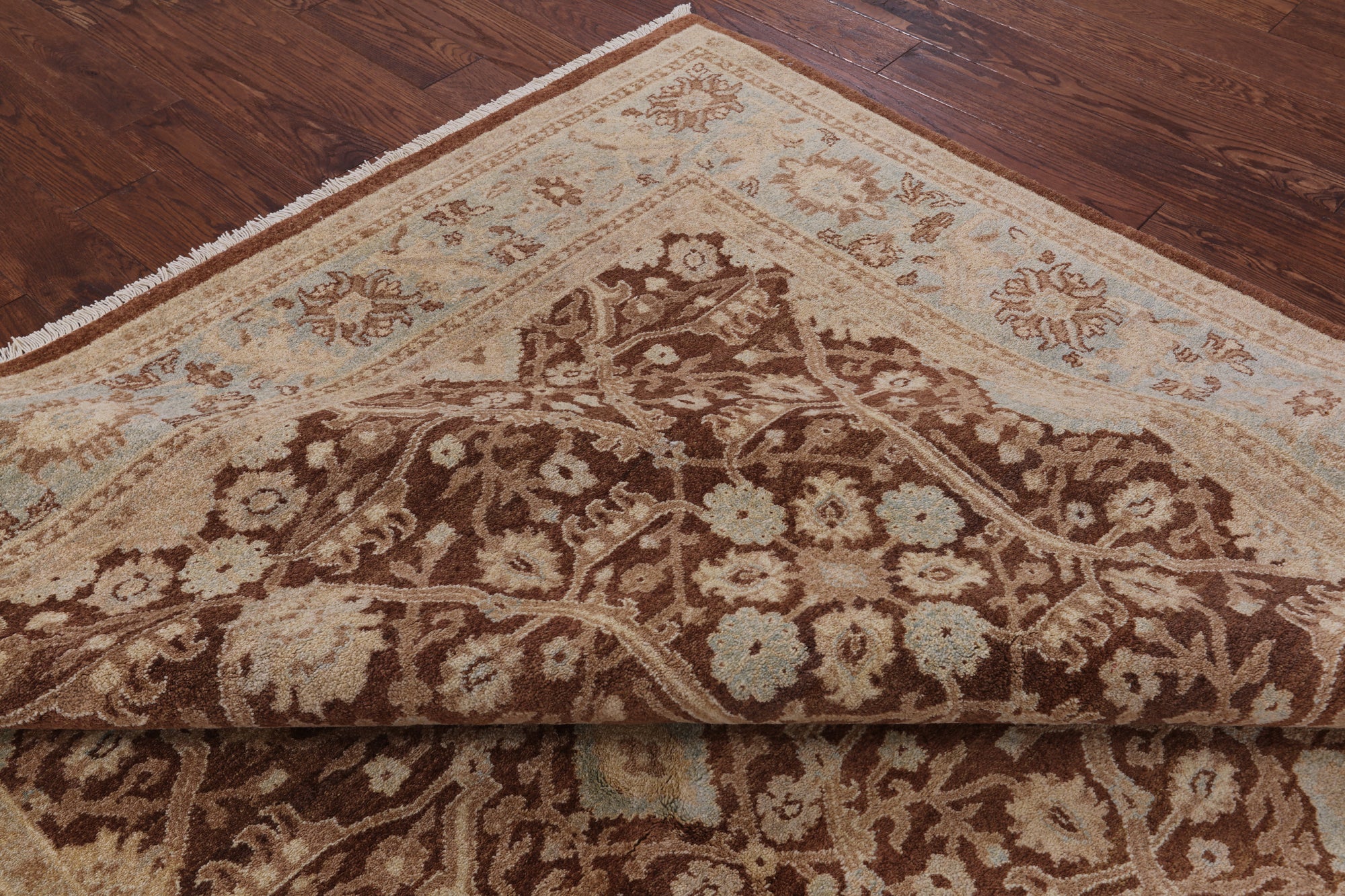 Brown Peshawar Handmade Wool Area Rug - 8' 1" X 10' 1" - Golden Nile