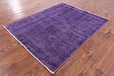 Purple Persian Overdyed Handmade Wool Area Rug - 4' 10" X 6' 1" - Golden Nile