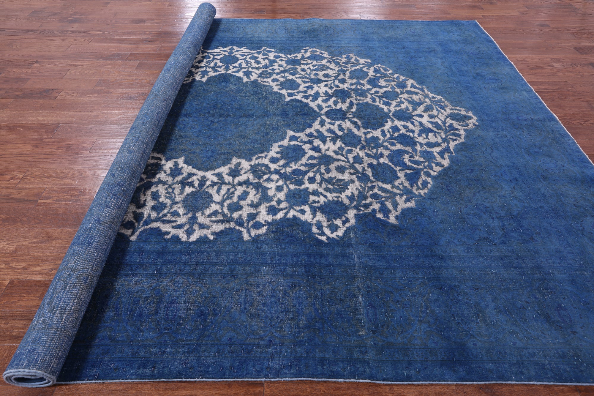 Blue Persian Overdyed Handmade Wool Rug - 9' 7" X 12' 9" - Golden Nile