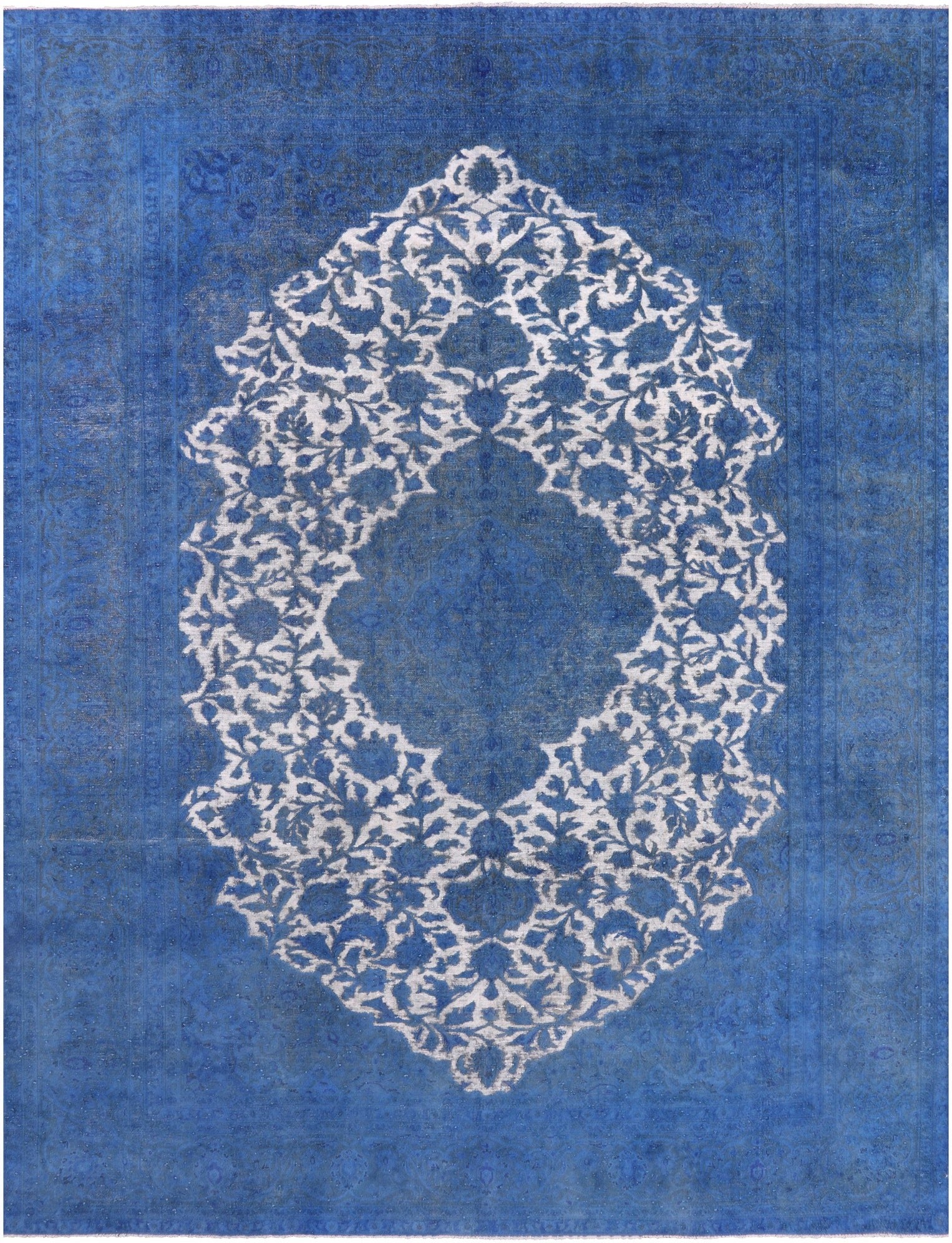 Blue Persian Overdyed Handmade Wool Rug - 9' 7" X 12' 9" - Golden Nile