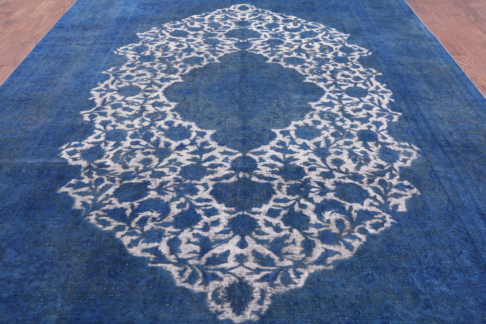 Blue Persian Overdyed Handmade Wool Rug - 9' 7" X 12' 9" - Golden Nile