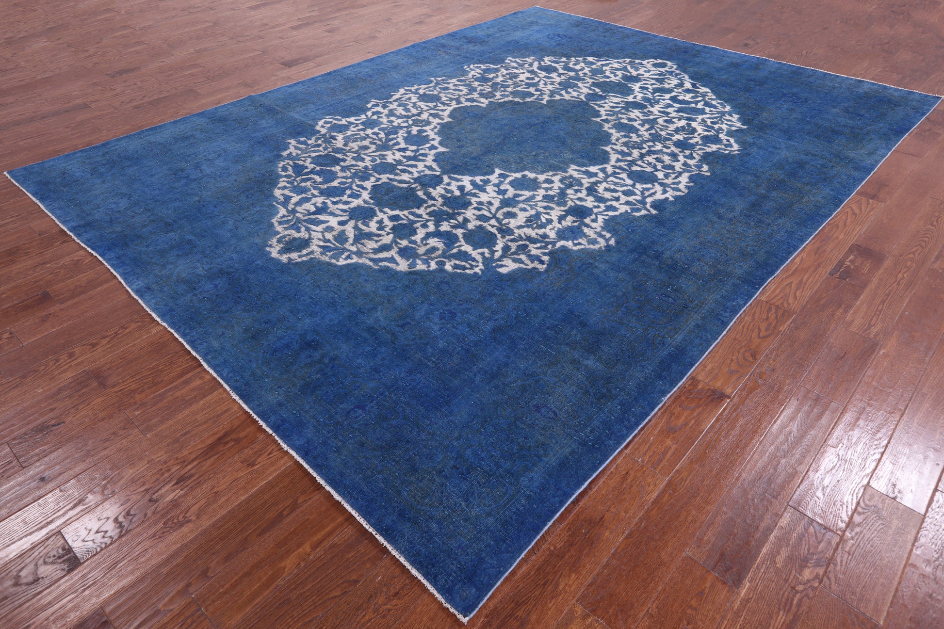 Blue Persian Overdyed Handmade Wool Rug - 9' 7" X 12' 9" - Golden Nile