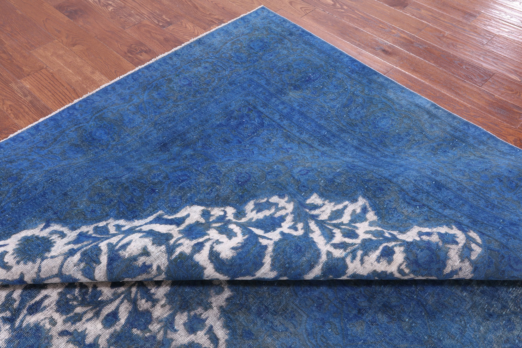 Blue Persian Overdyed Handmade Wool Rug - 9' 7" X 12' 9" - Golden Nile