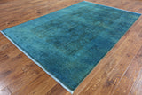 6 X 9 Blue Peshawar Overdyed Handmade Area Rug - Golden Nile