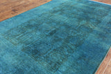 6 X 9 Blue Peshawar Overdyed Handmade Area Rug - Golden Nile