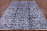 Grey Persian 100% Silk Handmade Rug - 7' 11" X 9' 11'' - Golden Nile