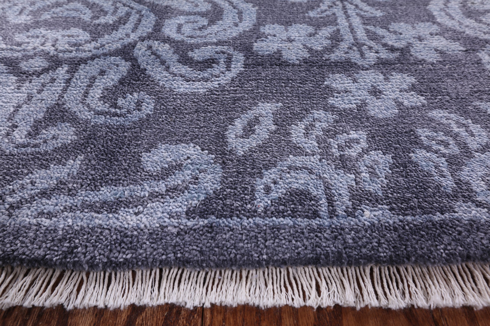 Grey Persian 100% Silk Handmade Rug - 7' 11" X 9' 11'' - Golden Nile