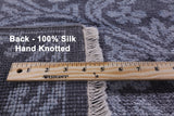 Grey Persian 100% Silk Handmade Rug - 7' 11" X 9' 11'' - Golden Nile