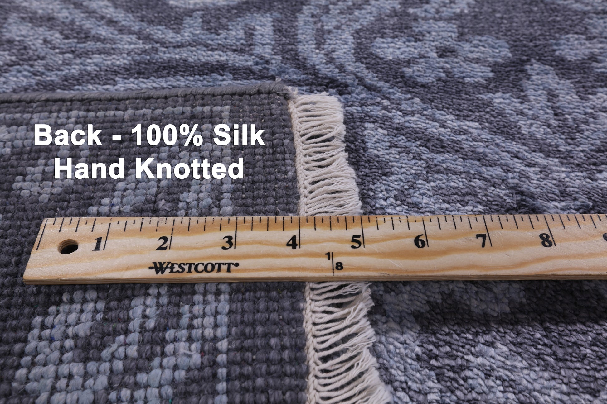 Grey Persian 100% Silk Handmade Rug - 7' 11" X 9' 11'' - Golden Nile
