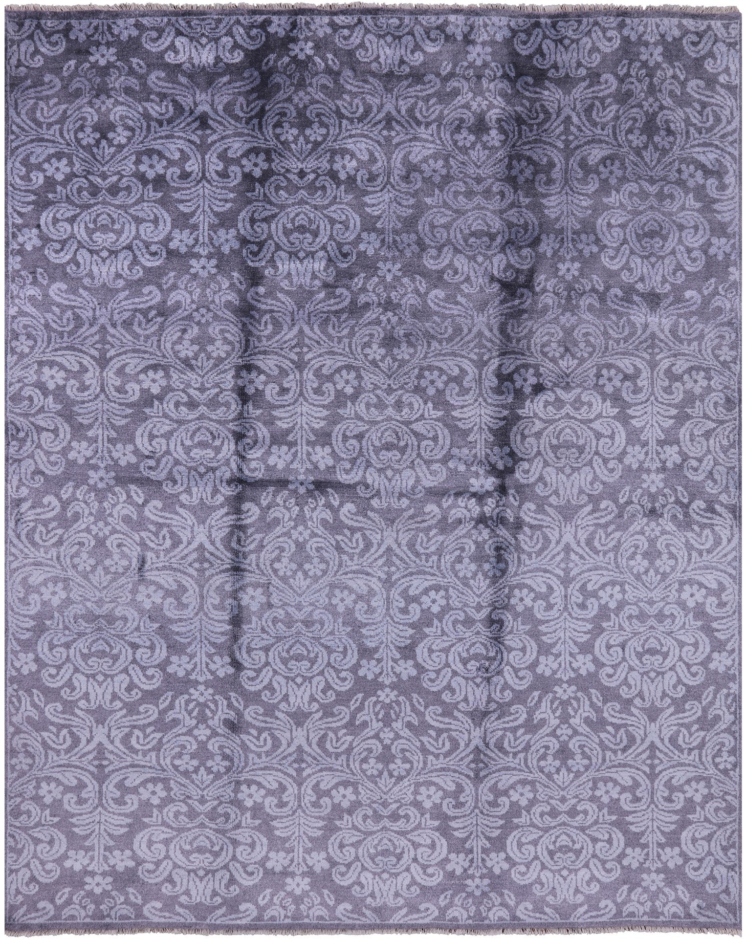 Grey Persian 100% Silk Handmade Rug - 7' 11" X 9' 11'' - Golden Nile