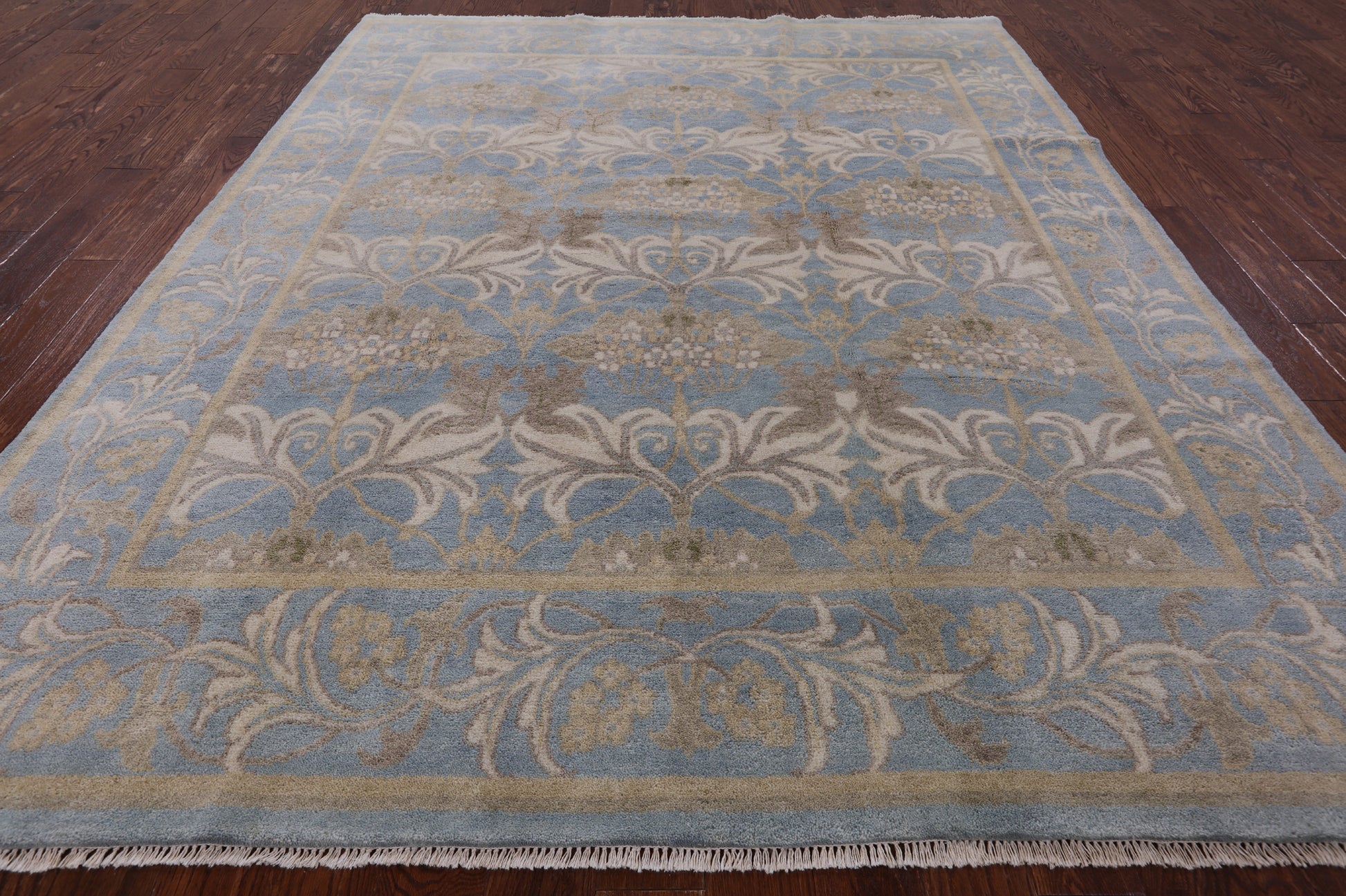 William Morris Hand Knotted Wool Rug - 7' 8" X 9' 7" - Golden Nile
