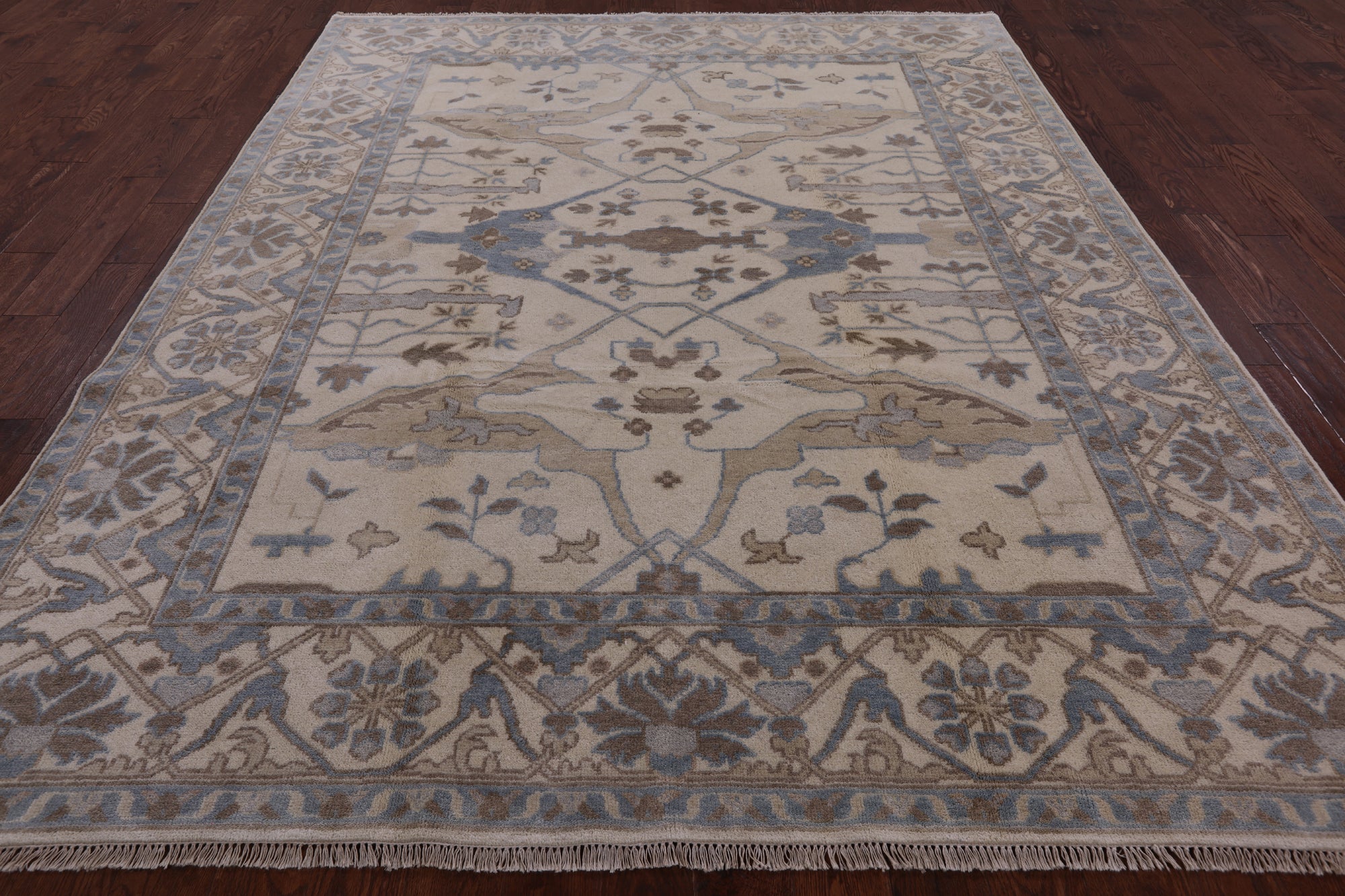 Ivory Handmade Turkish Oushak Wool Rug - 8' 0" X 10' 0" - Golden Nile