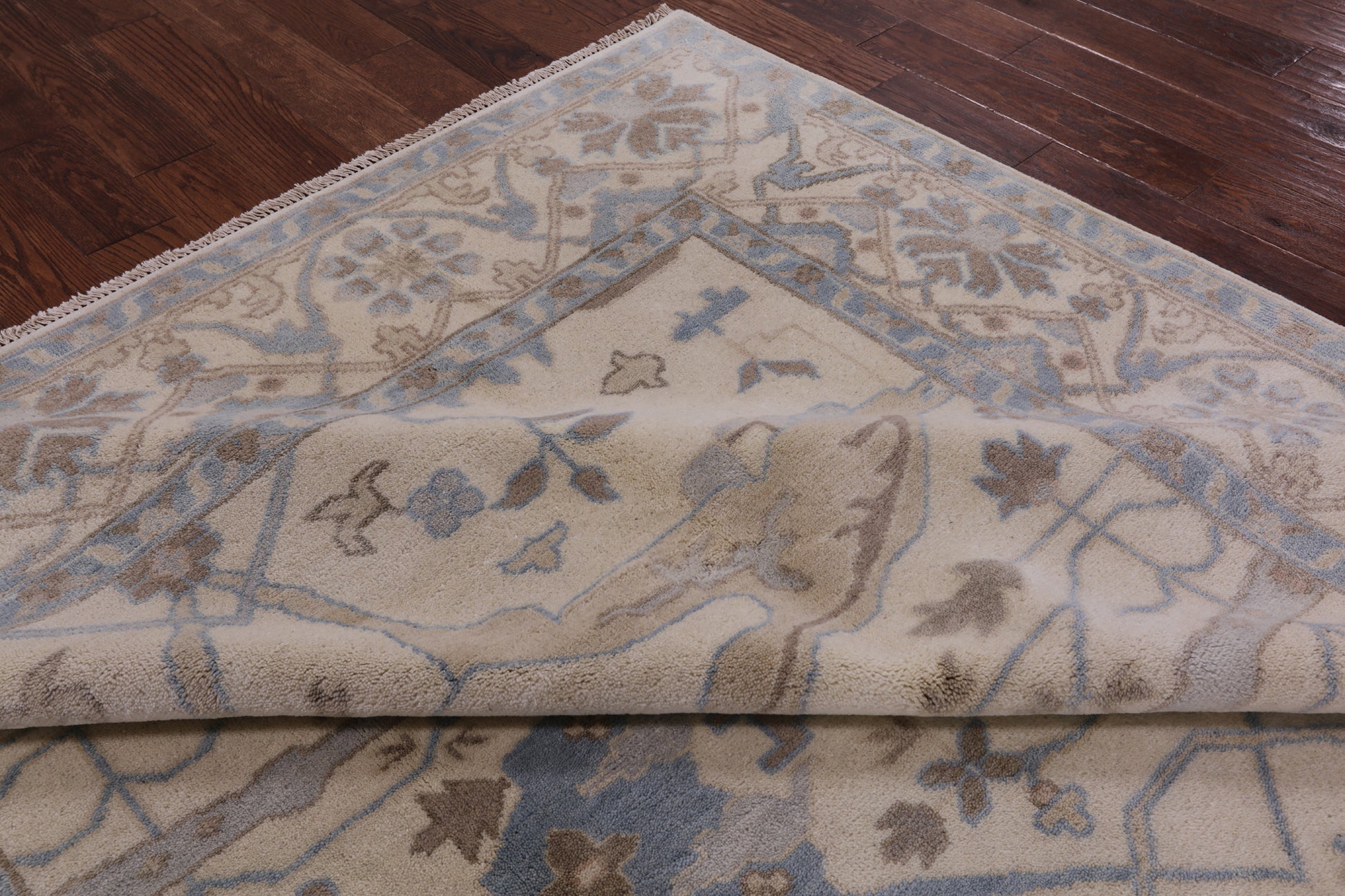 Ivory Handmade Turkish Oushak Wool Rug - 8' 0" X 10' 0" - Golden Nile