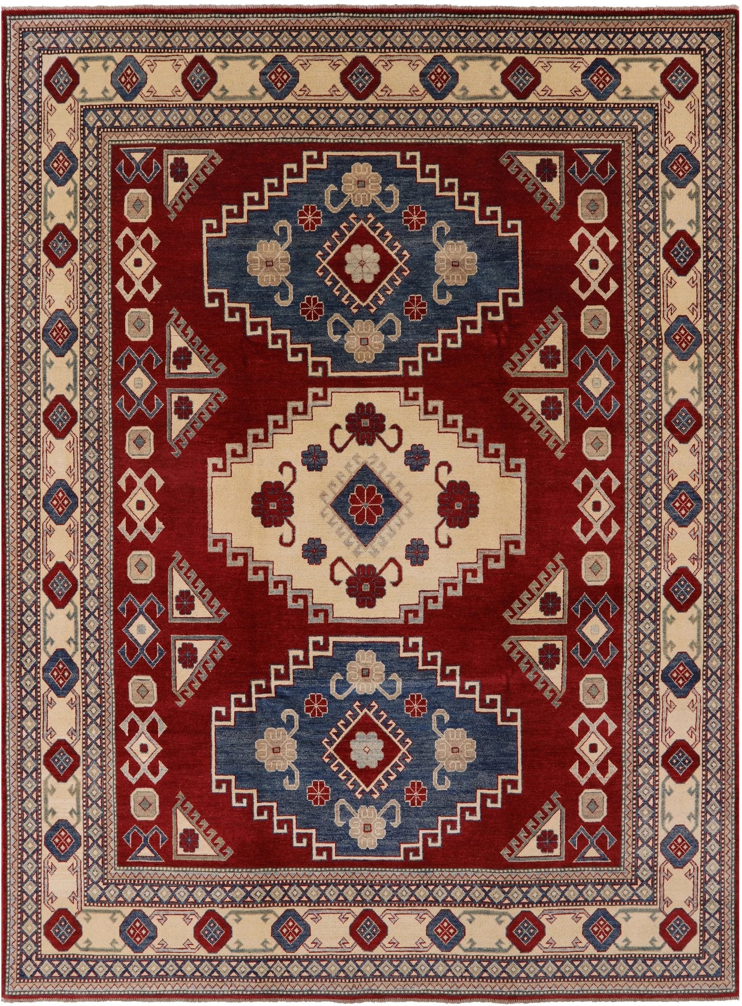 Red Kazak Hand Knotted Rug - 8' 5" X 11' 4" - Golden Nile