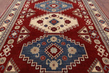 Red Kazak Hand Knotted Rug - 8' 5" X 11' 4" - Golden Nile