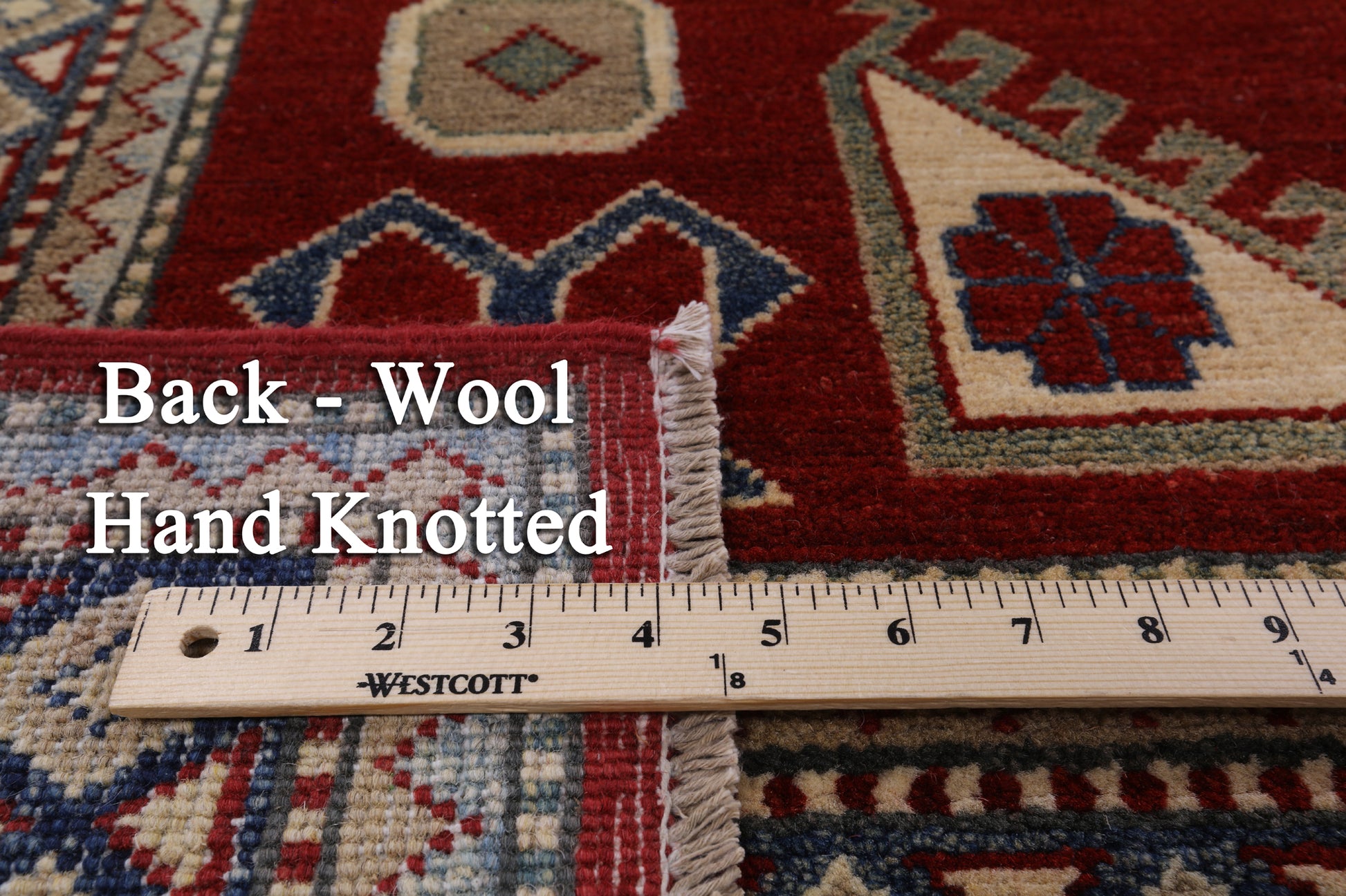 Red Kazak Hand Knotted Rug - 8' 5" X 11' 4" - Golden Nile