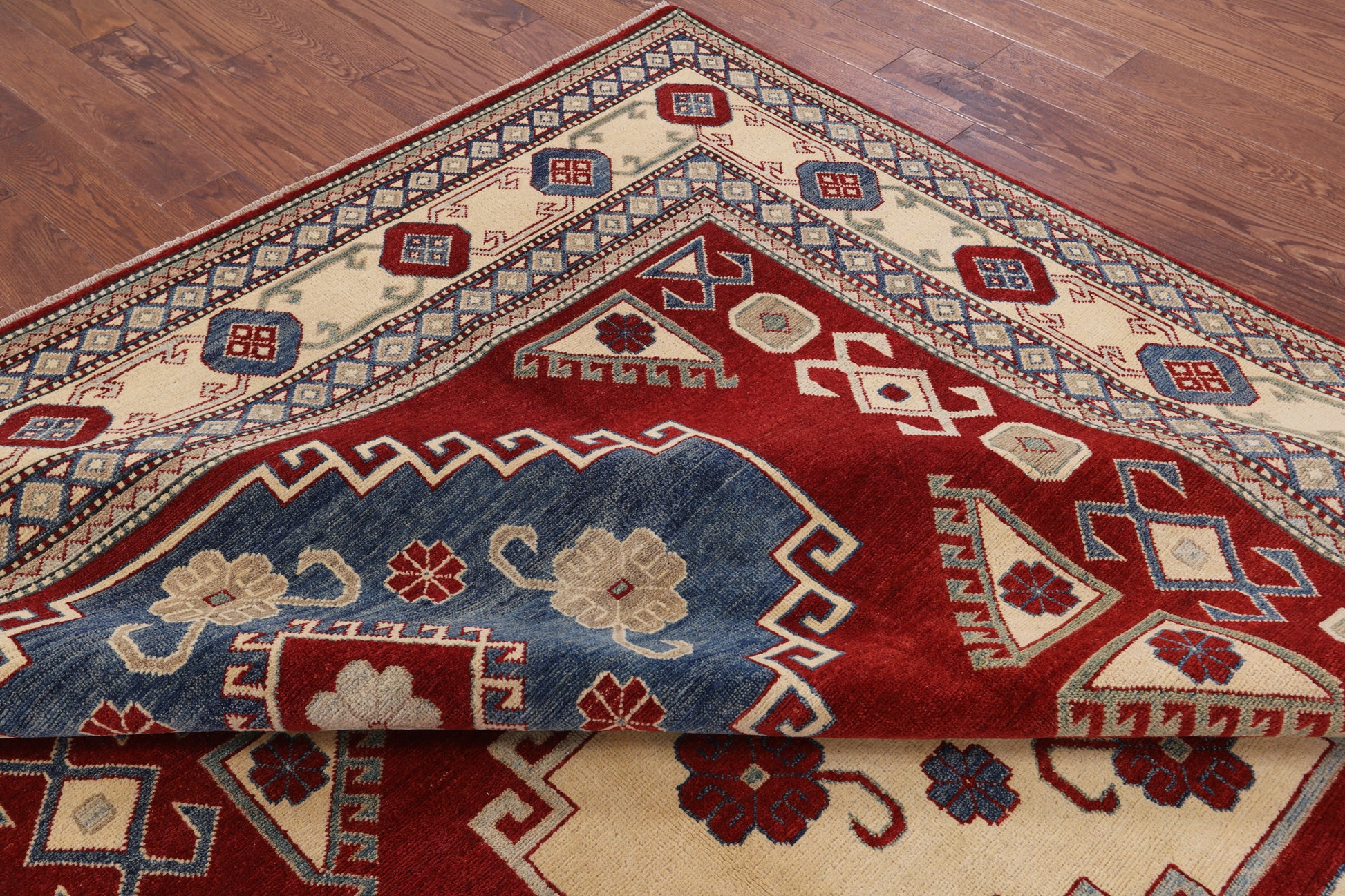 Red Kazak Hand Knotted Rug - 8' 5" X 11' 4" - Golden Nile