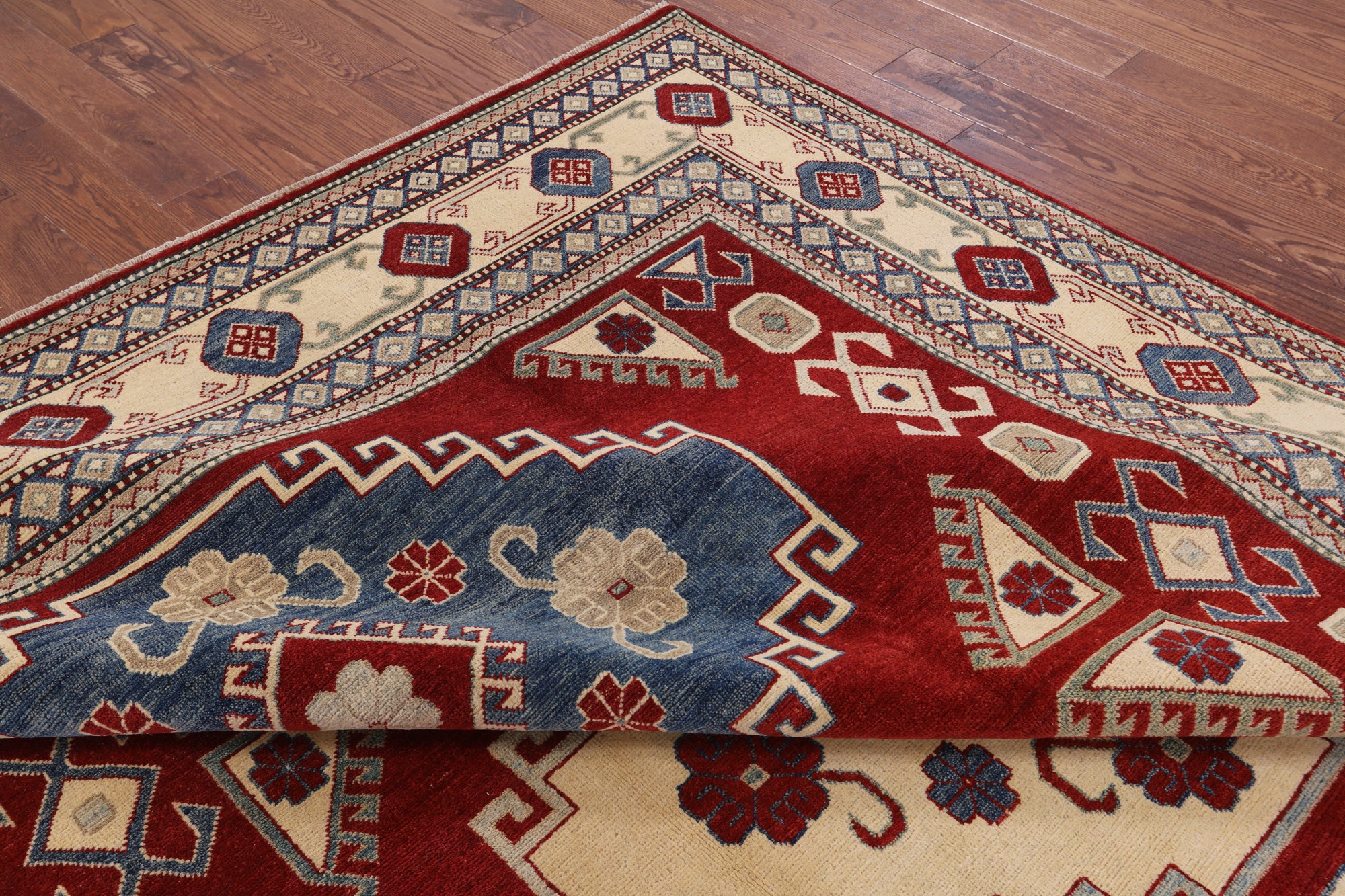 Red Kazak Hand Knotted Rug - 8' 5" X 11' 4" - Golden Nile