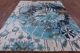 Silk Hand Knotted Oriental Rug - 8' 1" X 9' 10'' - Golden Nile