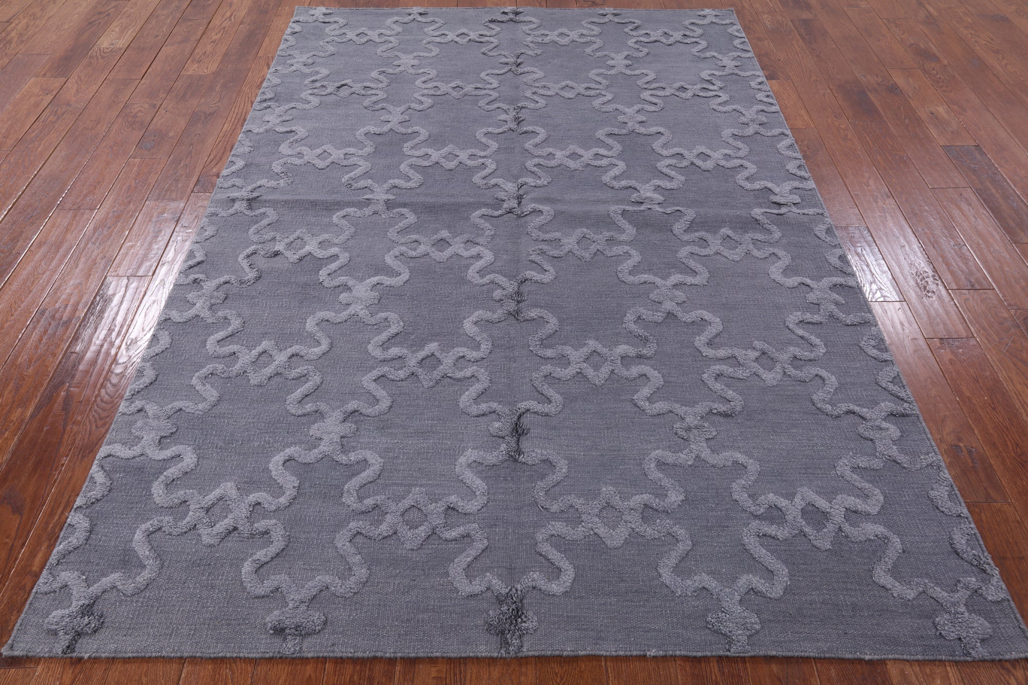 Grey Flat Weave Moroccan Wool Rug - 6' 1" X 9' 1" - Golden Nile