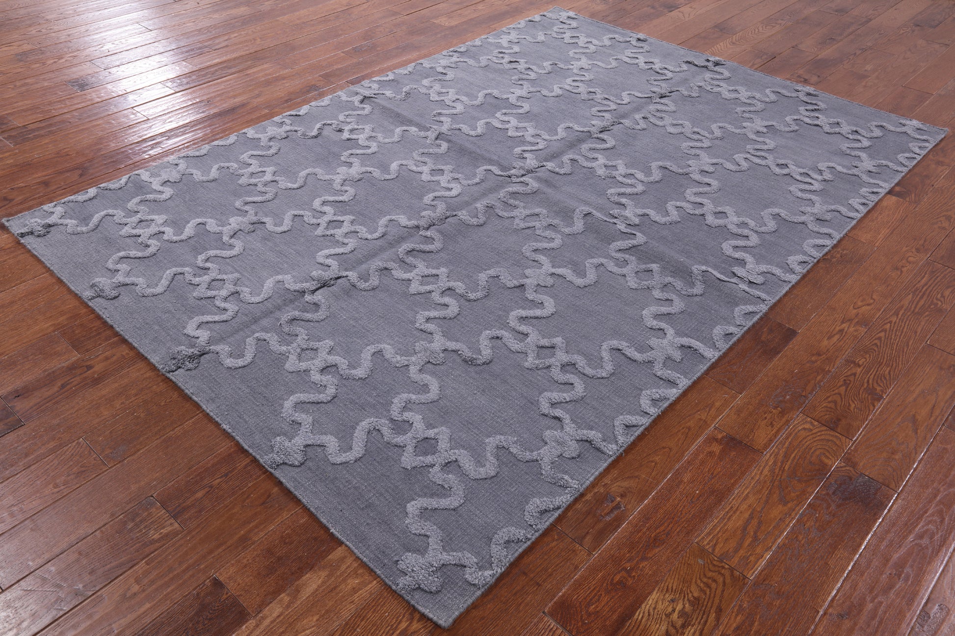 Grey Flat Weave Moroccan Wool Rug - 6' 1" X 9' 1" - Golden Nile