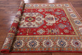 Red Kazak Hand Knotted Wool Area Rug - 6' 8" X 10' 4" - Golden Nile