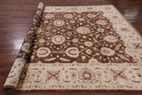 Brown Peshawar Handmade Wool Rug - 8' 0" X 9' 10" - Golden Nile