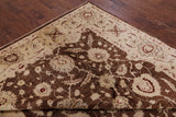 Brown Peshawar Handmade Wool Rug - 8' 0" X 9' 10" - Golden Nile