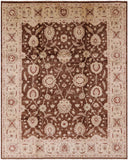 Brown Peshawar Handmade Wool Rug - 8' 0" X 9' 10" - Golden Nile