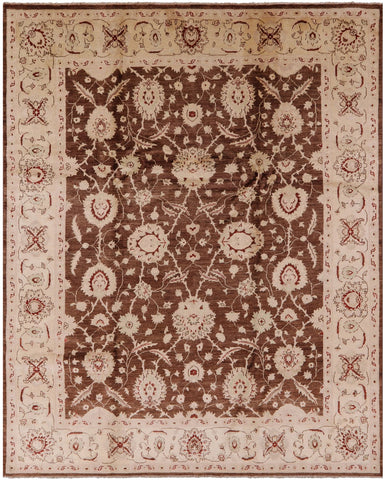 Brown Peshawar Handmade Wool Rug - 8' 0